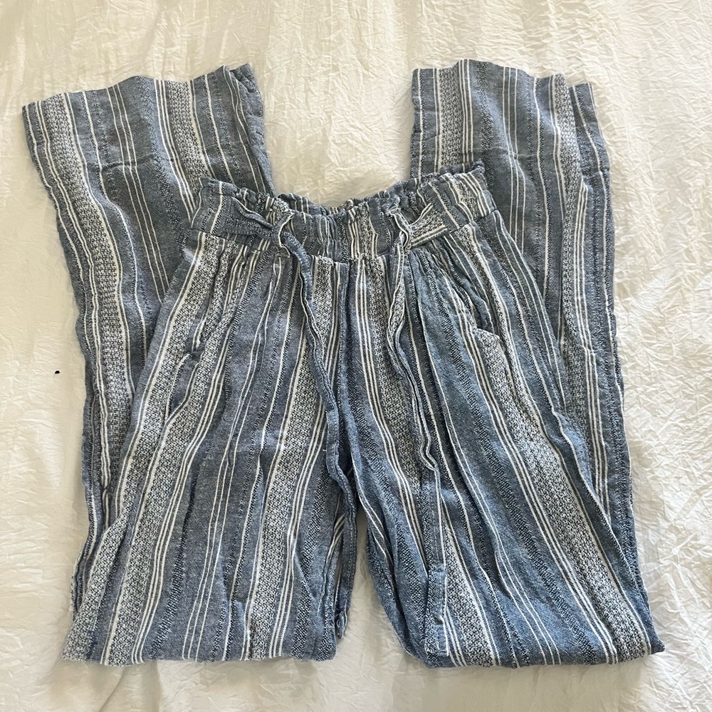 Sonoma Blue and White Striped Linen Pants